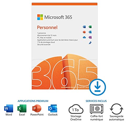 Microsoft 365 PERSONNEL | 1 personne | 1 an | PC/MAC/Chromebook | Téléchargement