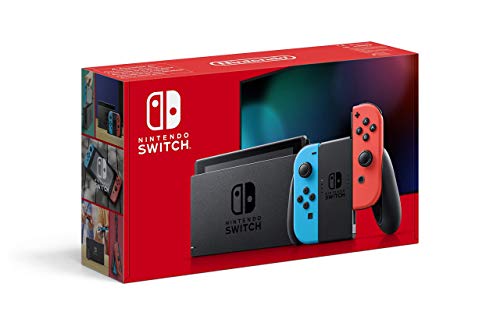 Nintendo Switch with pair of Neon Red and Neon Blue Joy-Con