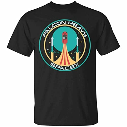Heavy Falcon Space X Patch T-Shirt Elon Musk SpaceX Tee Shirt Short Sleeve Black M