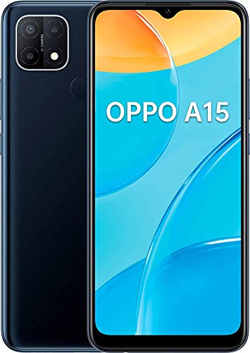OPPO A15 - Smartphone 4G Débloqué - Téléphone Portable 32 Go - Triple Caméra avec IA - 13 MP - Longue Autonomie - USB-C - Prise Jack 3,5 mm - Android 10 - Smartphone Débloqué - Noir Dynamique
