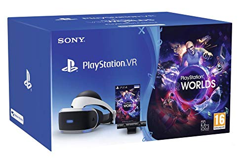 Sony PlayStation VR + PS Camera + VR Worlds, Système compatible avec toute console PS4, Couleur du casque : Noir et blanc, Art. : 9782018