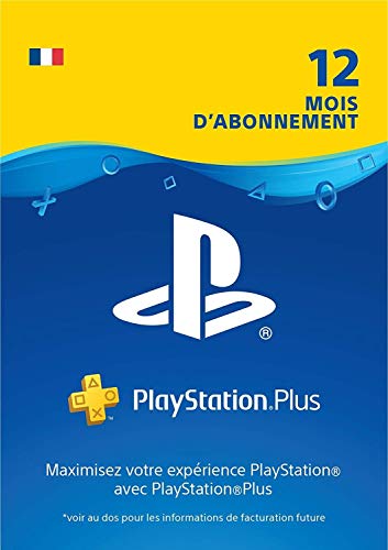 Sony PlayStation Plus, Carte d’abonnement de 12 mois, Code jeu à télécharger, Compte français