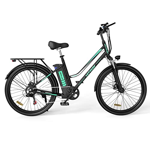 HITWAY 26” Vélo électrique,vélos électriques Femme,Moteur 250W,Shimano 7 Vitesses,E-Bike avec Batterie au Lithium Amovible 36V 11,2Ah 35-90km Ebike
