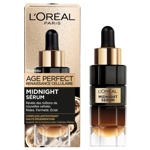 L'Oréal Paris - Midnight Sérum Renaissance Cellulaire - Soin Visage Anti-Rides, Fermeté, Eclat - Pour Tous Types de Peaux - Age Perfect - 30 ml