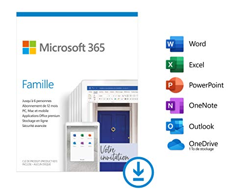 Microsoft 365 Famille | PC ou Mac | Jusqu'à 6 personnes | Téléchargement