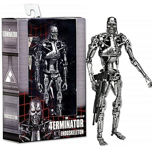 aolongwl Figurine Terminator T800 T1000 PVC Action Figure Endoskeleton Futur Waror Hand Main Mechanical Squelette Toys Cadeaux 18cm Jouet Figurine (Color : with Box, Size : 6')