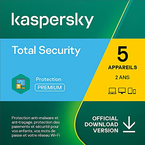 Kaspersky Total Security 2022 | 5 Appareils | 2 Ans | Windows/Mac/Android | Code d’activation – Envoi par Email