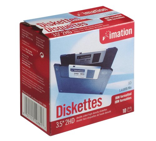 Imation 12881 - Lot de 10 disquettes Haute densité de 8,89 cm, Format PC