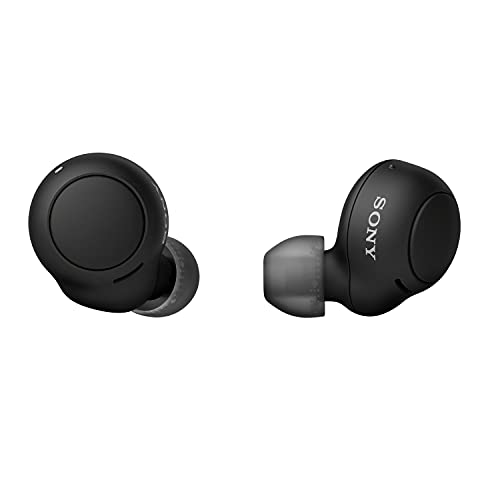 Sony Casque sans fil WF-C500 True (jusqu'à 20 heures d'autonomie avec étui de chargement - Compatible avec l'assistant vocal, microphone intégré pour les appels téléphoniques, Bluetooth) Noir