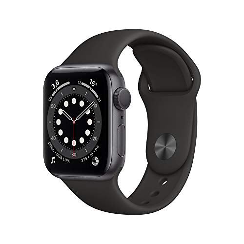 Apple Watch Series 6 (GPS, 40 mm) Boîtier en Aluminium Gris sidéral, Bracelet Sport Noir